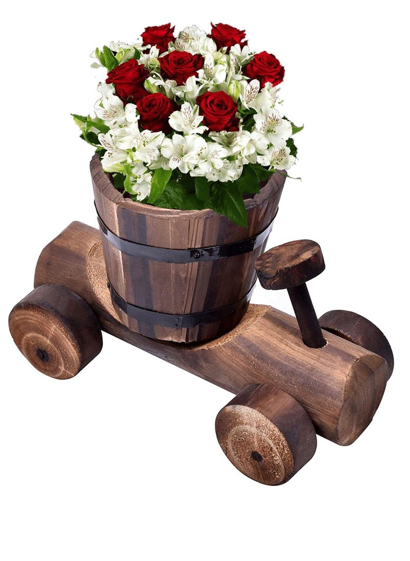 LINGWEI - Wooden bicycle shaped Flower Pot Brown - Image 1