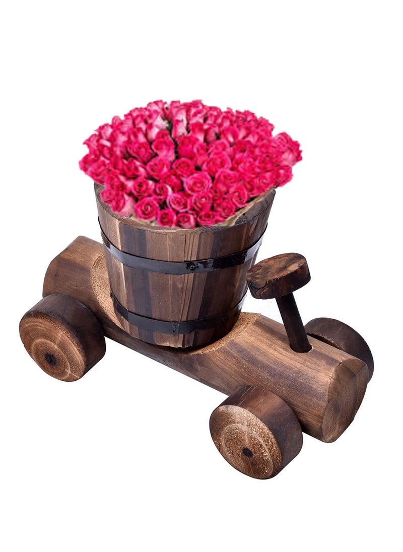 LINGWEI - Wooden bicycle shaped Flower Pot Brown - Image 1
