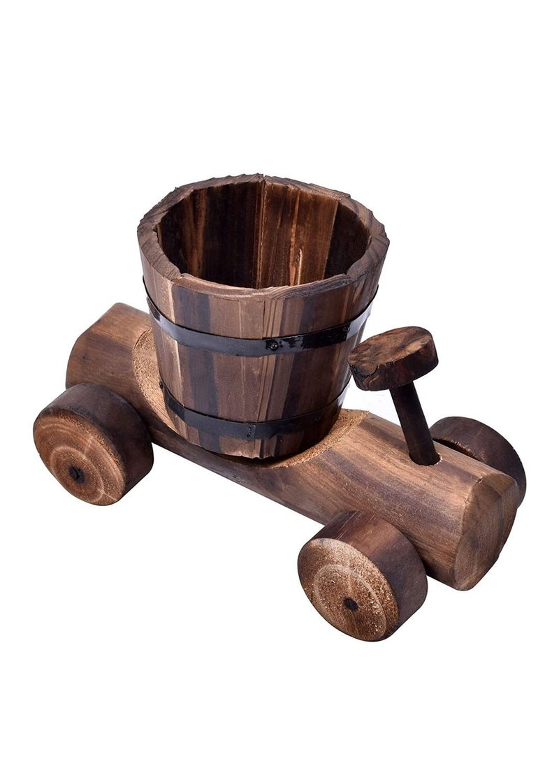 LINGWEI - Wooden bicycle shaped Flower Pot Brown - Image 1