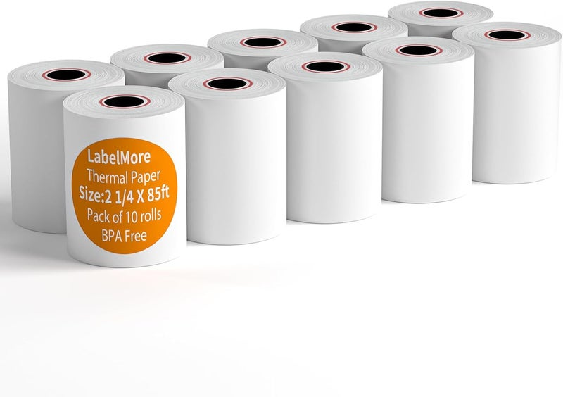 LabelMore 2-1/4" x 85' Thermal Paper Tape Cash Receipt Paper Rolls Premium POS Printer Paper (10 Rolls) - Image 1