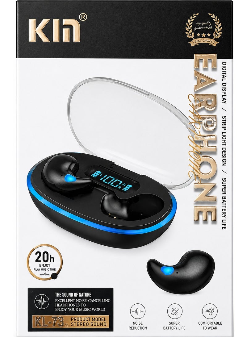 KL-73 Noise-canceling sleep earphones, wireless Bluetooth earphones, ultra-thin and mini sleep earplugs, hidden earphones-Black