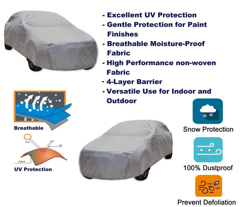Auto Hub Car Cover Compatible with Maruti Eeco with Water Resistant, Triple Stitched, Eeco Car Cover, Plain Silver - Image 3