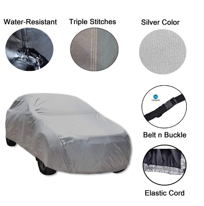 Auto Hub Car Cover Compatible with Maruti Eeco with Water Resistant, Triple Stitched, Eeco Car Cover, Plain Silver - Image 4