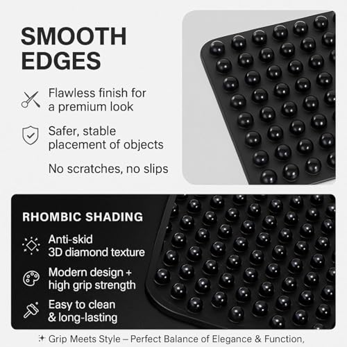 SARTE Car Dashboard Mat, Antiskid Big Size Bubble Design, Silicone Anti-Slip Rubber Pad, Universal Non Slip Car Dashboard Sticky Adhesive Mat for Phones Sunglasses Keys - Image 4
