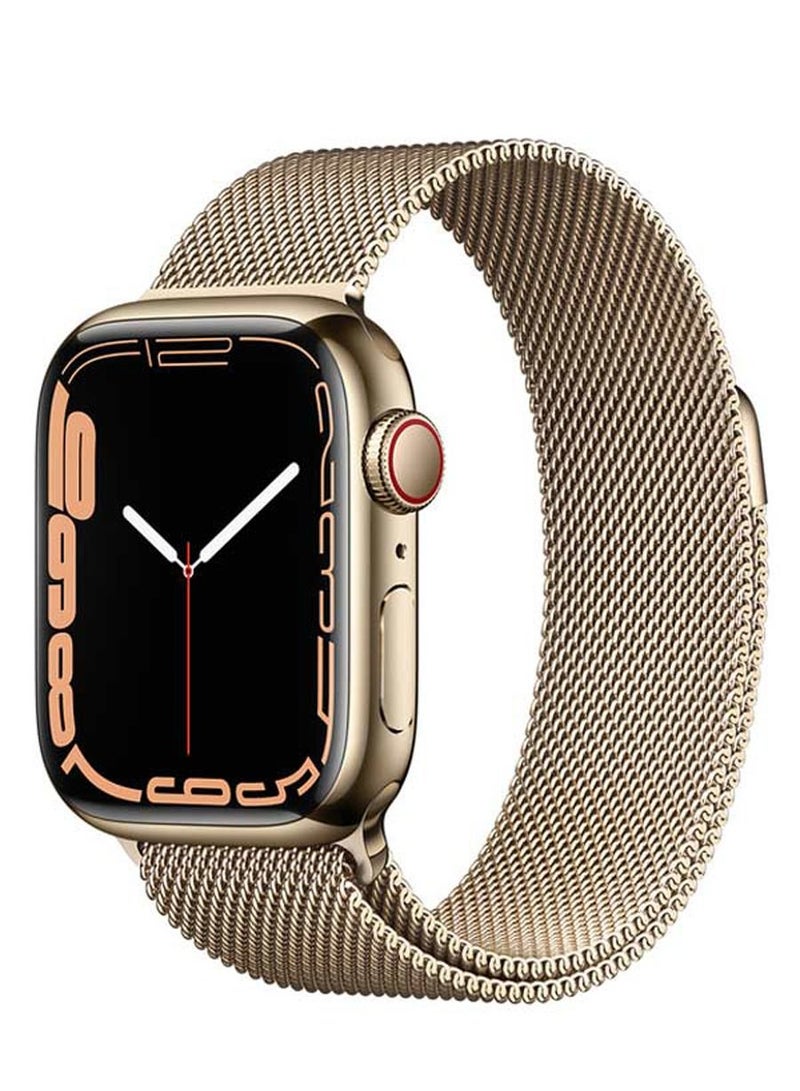 MOCOM Metal Stainless Steel Milanese Loop Chain Mesh Band for Apple Watch 7 45mm Gold - Image 1