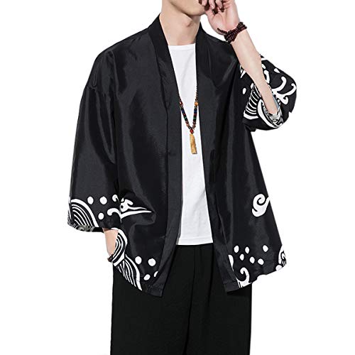 Seidarise Men's Haori Jacket Kimono Cardigan Yukata Noragi Happi Coat - Image 4