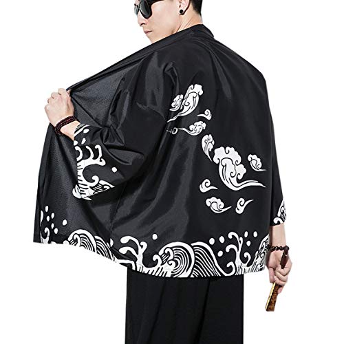 Seidarise Men's Haori Jacket Kimono Cardigan Yukata Noragi Happi Coat - Image 2