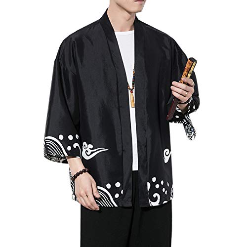 Seidarise Men's Haori Jacket Kimono Cardigan Yukata Noragi Happi Coat - Image 3