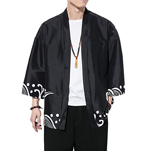 Seidarise Men's Haori Jacket Kimono Cardigan Yukata Noragi Happi Coat - Image 5