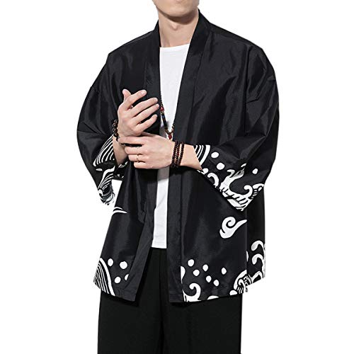 Seidarise Men's Haori Jacket Kimono Cardigan Yukata Noragi Happi Coat - Image 1