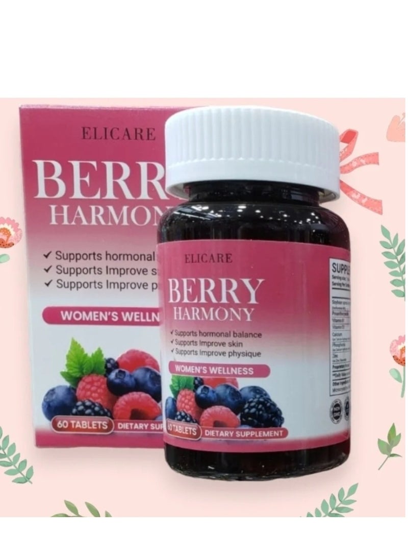 إليكاري اليكاري ​​بيري هارموني يدعم التوازن الهرموني يدعم تحسين البشرة يدعم تحسين اللياقة البدنية 60 قرص - Image 2