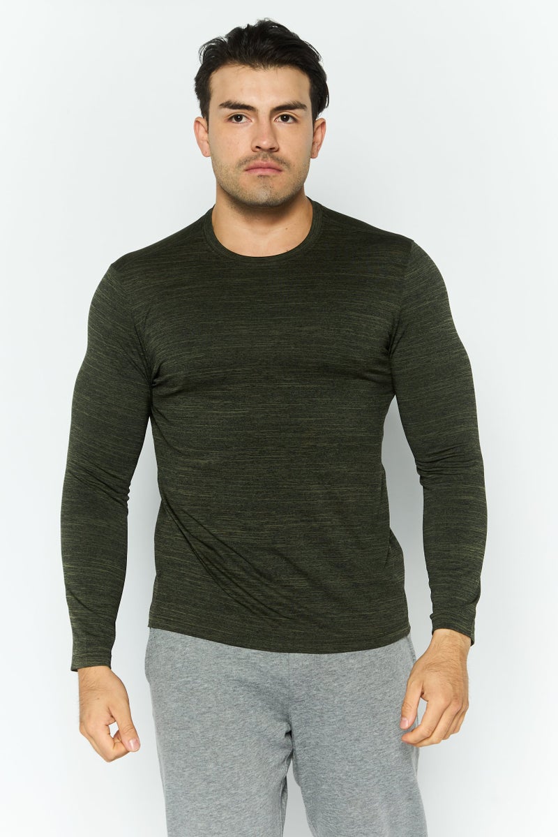 SKECHERS Men Sportswear Fit Long Sleeves Training T-shirt, Olive Heather - Image 1