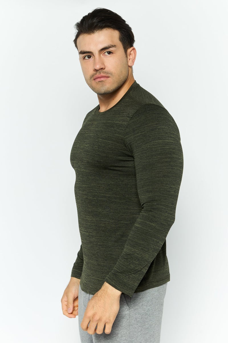 SKECHERS Men Sportswear Fit Long Sleeves Training T-shirt, Olive Heather - Image 3