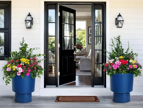 Ultym 16.8" 2-Pack Urn Planters for Outdoor Indoor Plants, Modern 2-in-1 Large Flower Pots with Detachable Base, Drainage Holes, Weather-Resistant for Garden Patio Home Office Decor, Brushed Blue - Image 3