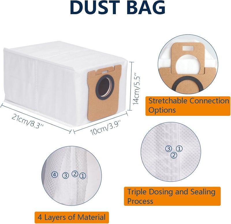 Bluearks Replacement Parts for Dreame L20 Ultra / L30 Ultra Robot Vacuum Cleaner, 1 Main Brush, 4 Dust Bags, 4 Mop Pads, 2 HEPA Filters, 4 Side Brushes - Image 4