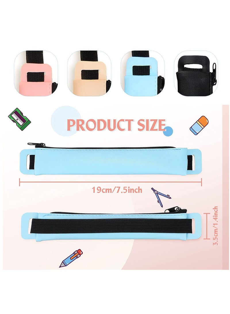 Y&D Colorful Pen Holder for Notebook Pencil Pouch with Elastic Band Planner Case Pink Blue Black Khaki PU Leather Journal Markers Eraser(4 Pcs) - Image 5