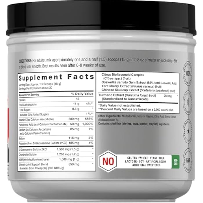 Horbäach Horbaach Joint Support Supplement Powder | 1 lb | Glucosamine, Chondroitin, MSM & Turmeric | for Men and Women | Non-GMO & Gluten Free - Image 2