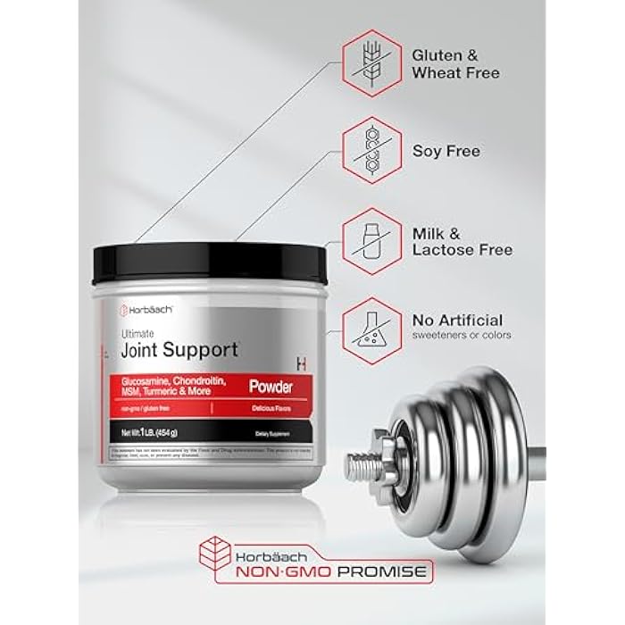 Horbäach Horbaach Joint Support Supplement Powder | 1 lb | Glucosamine, Chondroitin, MSM & Turmeric | for Men and Women | Non-GMO & Gluten Free - Image 5