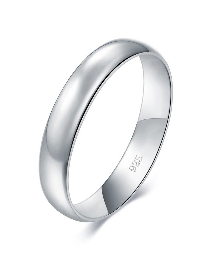 BORUO Silver Ring – 925 Pure Sterling Silver Ring - Sterling Silver Rings for Women – Elegant Silver Band Rings For Women and Men - Gifts for Special Occasions 4mm Ring Size 8.5 - Image 1