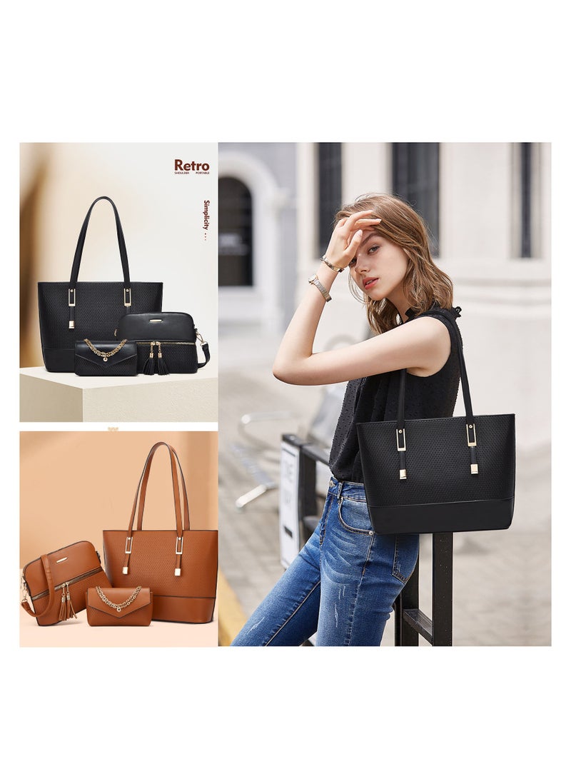 Women Fashion Handbags Wallet Tote Bag Shoulder Bag Satchel Purse Top Handle Set - Image 2