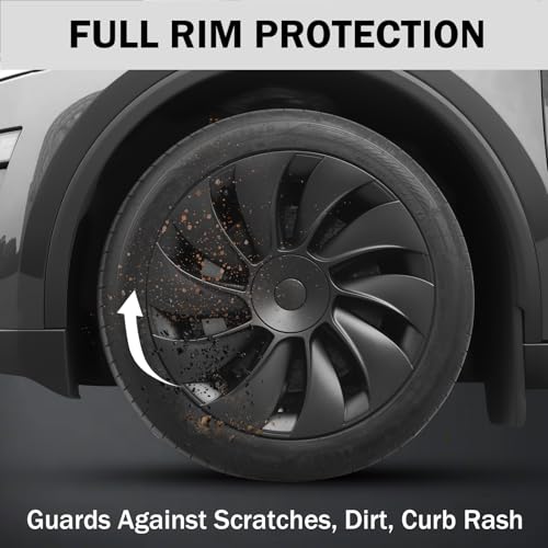 Abystar Matte Black 19 Inch Hubcaps for 2026 Tesla Model Y Juniper, Full Coverage Wheel Covers, Snap-On Rim Protectors, Durable ABS Replacement for Tesla 19” Stock Wheels, Anti-Scratch & Secure Fit - Image 5