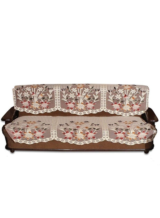 Unique Productions The Endless Store Unique Productions Net Fabric Floral 3 Seater Sofa Cover Set (Off White) - 2 Pieces - Image 1