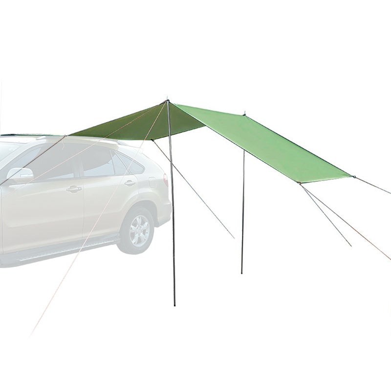 Auto Canopy 440 X 200cm Army Green 210D Oxford Cloth With Silver Coating - Abrasion-Resistant Uv Protection Auto Tent For Camping Beach Picnic Sporting Events - Image 1