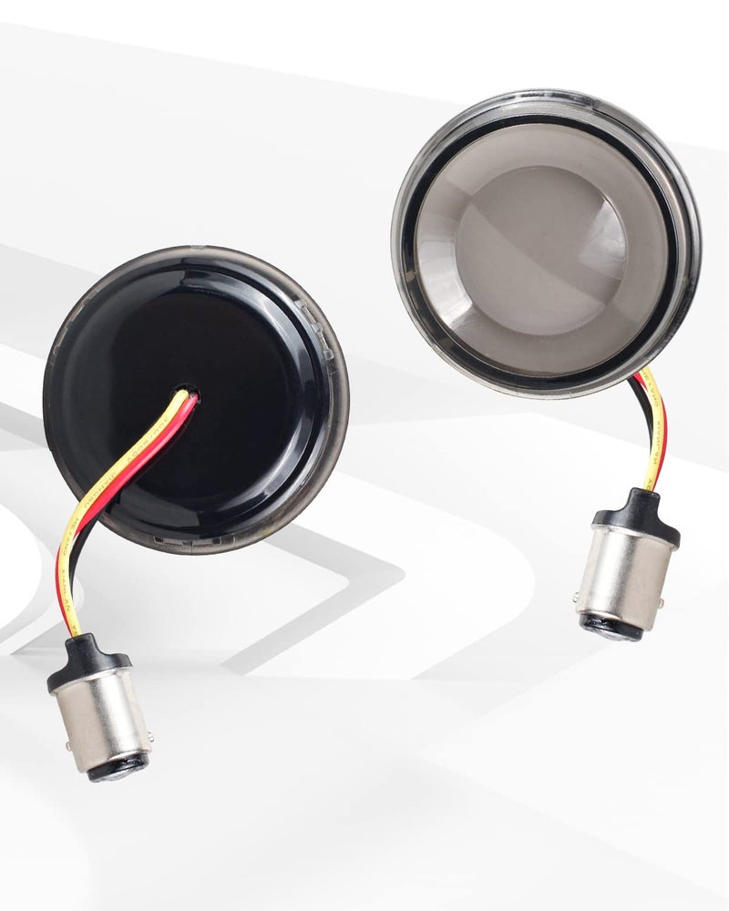 QUASCO 1157 Front Rear LED Turn Signals 2 Inch Bullet Turn Signal Light Integrated Smoked Lens Compatible with Harley Softail Sportster Road King Electra Glide Iron 883 Touring - Image 5