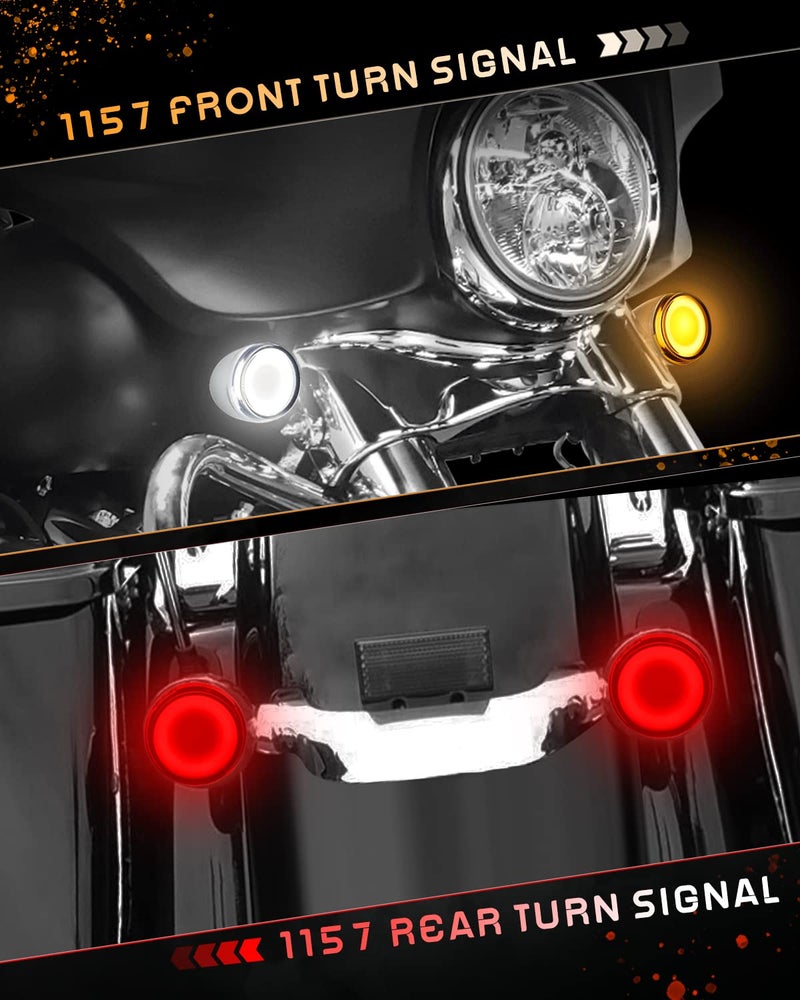 QUASCO 1157 Front Rear LED Turn Signals 2 Inch Bullet Turn Signal Light Integrated Smoked Lens Compatible with Harley Softail Sportster Road King Electra Glide Iron 883 Touring - Image 4
