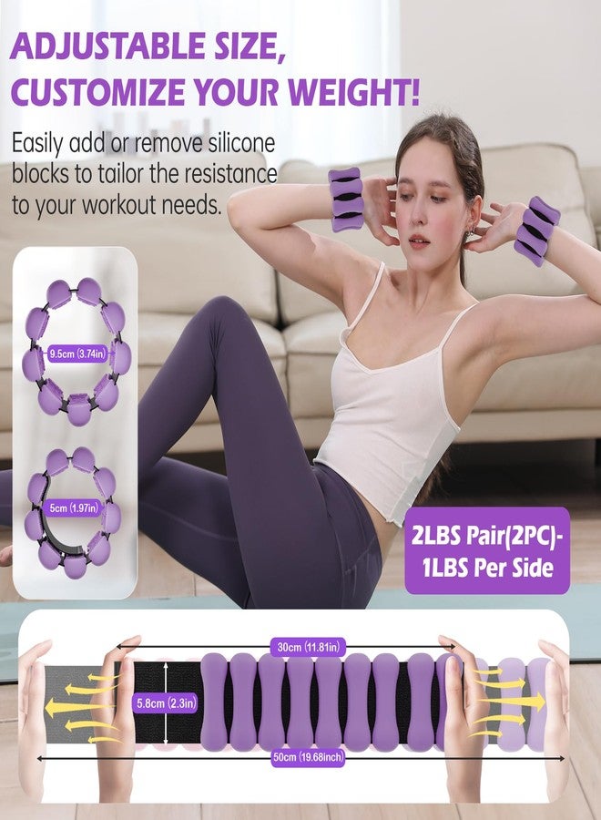 LC-dolida Wrist Weights, LC-dolida Ankle Weights for Women Men, Adjustable Wrist Weighted Bracelet for Home Gym Workout, Walking, Running, Pilate, Yoga, Exercise, Strength Training, Set of 2 (1LB Each), Purple - Image 2