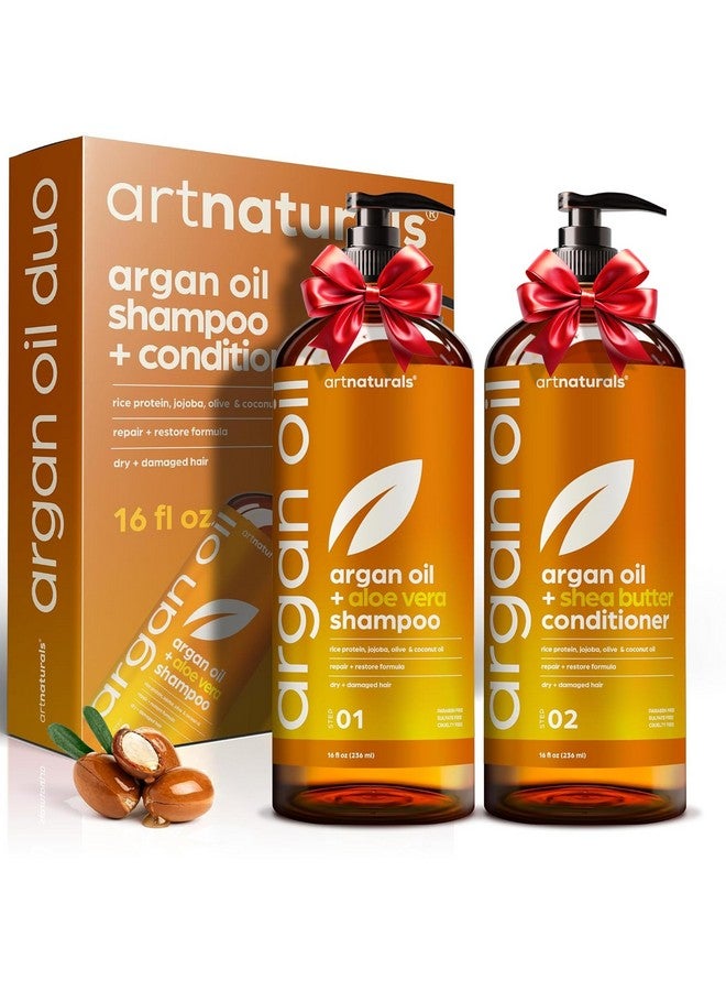 artnaturals Argan Oil Shampoo and Conditioner Set - Sulfate-Free Formula with Nourishing Moroccan Oil and Keratin -for All Hair, Curly or Straight - Hydrate Repair Defy Frizz for Salon-like Results!16 Fl Oz 2 PK - Image 1