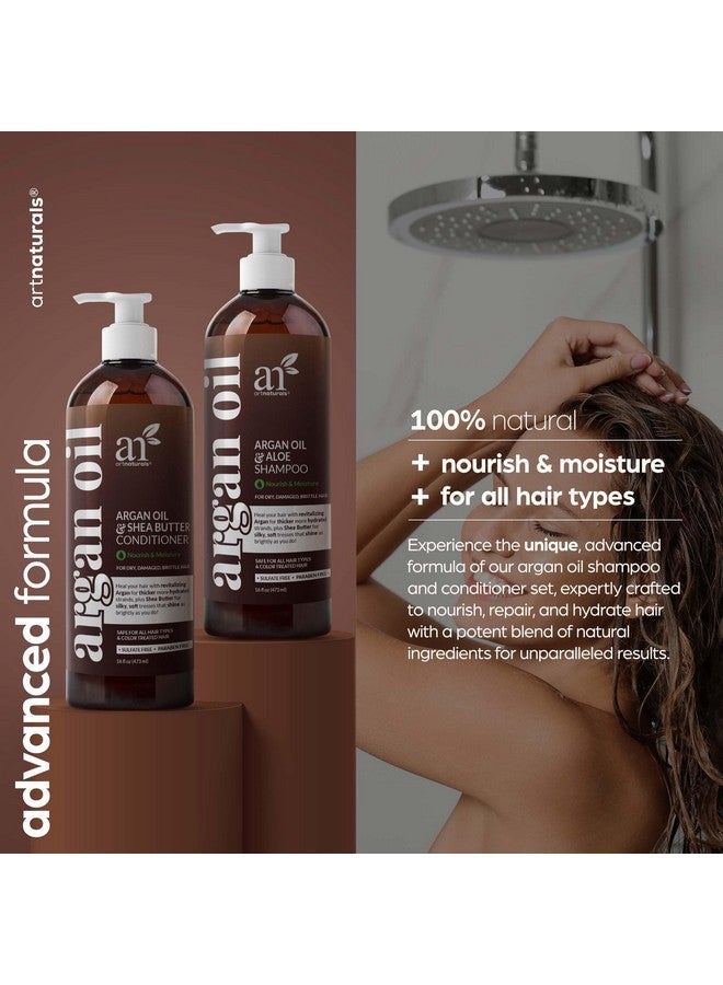 artnaturals Argan Oil Shampoo and Conditioner Set - Sulfate-Free Formula with Nourishing Moroccan Oil and Keratin -for All Hair, Curly or Straight - Hydrate Repair Defy Frizz for Salon-like Results!16 Fl Oz 2 PK - Image 2