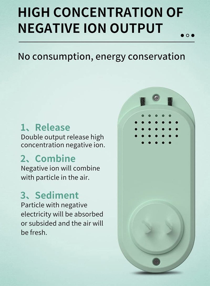 Excefore Plug in Air Purifier, Mini Air Cleaner, Negative Ion Filtration System, Portable Air Filter Odor, Air Freshener for Bedroom, Office, Kitchen, Reduces Odors from Pets, Cooking, Mold 2 Pack - Image 3