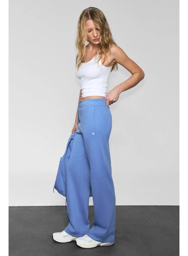 Urban Beat  CLAYT Women’s Polar Fleece and Soft Fabric Double-Pocket Relaxed Blue Sweatpants with Print Details. for Women | Best Price UAE