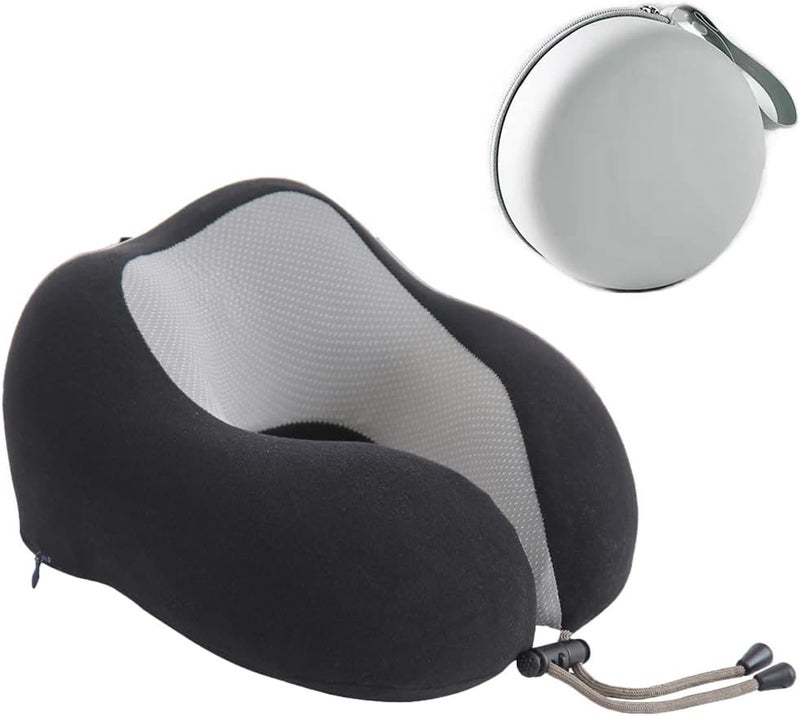 jidachuang Memory Foam Travel Pillow for Traveling Neck Pillow for Airplanes Adult (B-Black) - Image 1