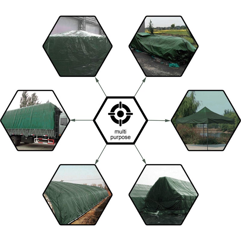 CARTMAN Finished Size 10x10 Feet Waterproof Green Tarp 8 Mil Thick, Multipurpose Protective Cover for Emergency Rain Shelter Camping Tarpaulin - Image 2