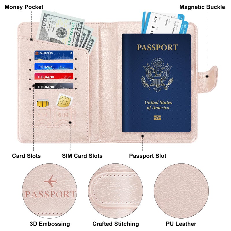 Herain Passport Holder for Travel Cruise Essentials, Passport Cover Wallet Case Women Men, RFID Passports Book Holders Travels Gifts Must Haves Accessories - Image 4
