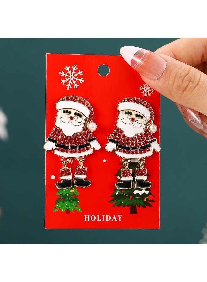 Women’s Red Santa Claus Christmas Earrings – Holiday Jewelry Gift in Alloy