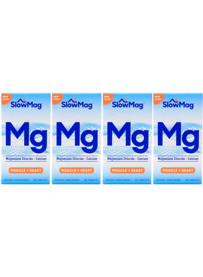 Slow-Mag كلوريد المغنيسيوم والكالسيوم من سلو ماج، 60 قرص لكل منها (عبوة قيمة من 4) - Image 1