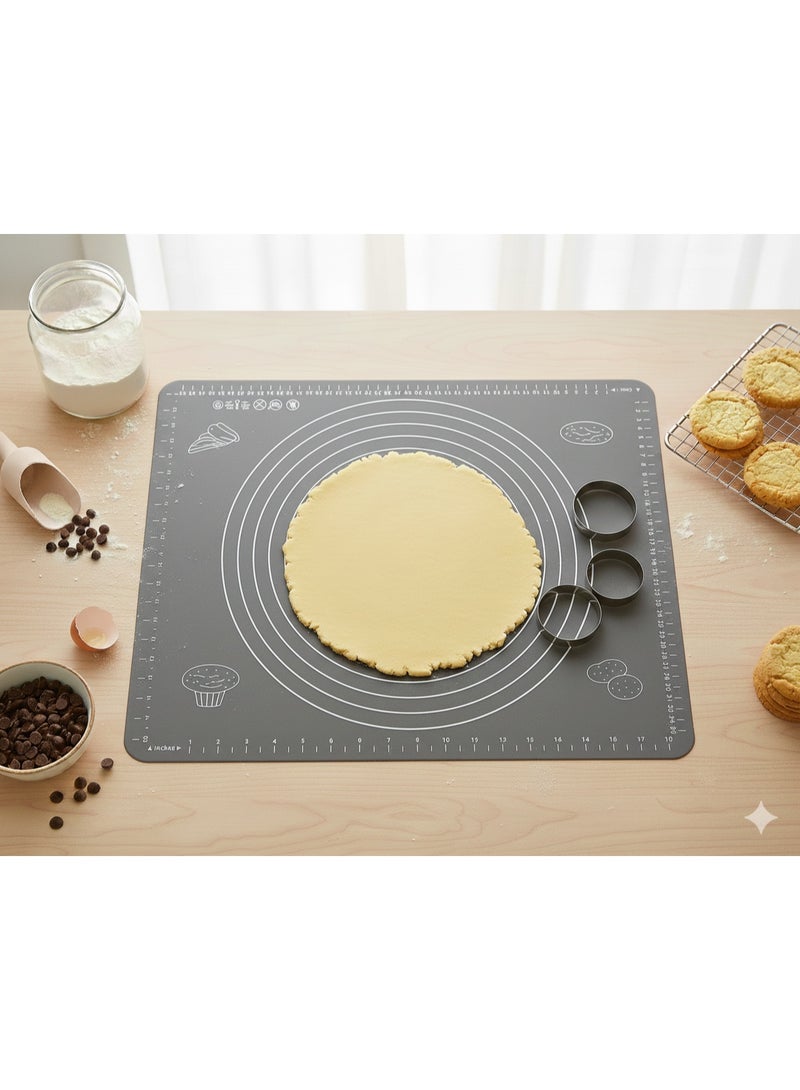 حصيرة سيليكون للعجن والفرد مع مقاسات – مقاومة للالتصاق وسهلة التنظيف | مناسبة للخبز والمعجنات والبيتزا - Image 1