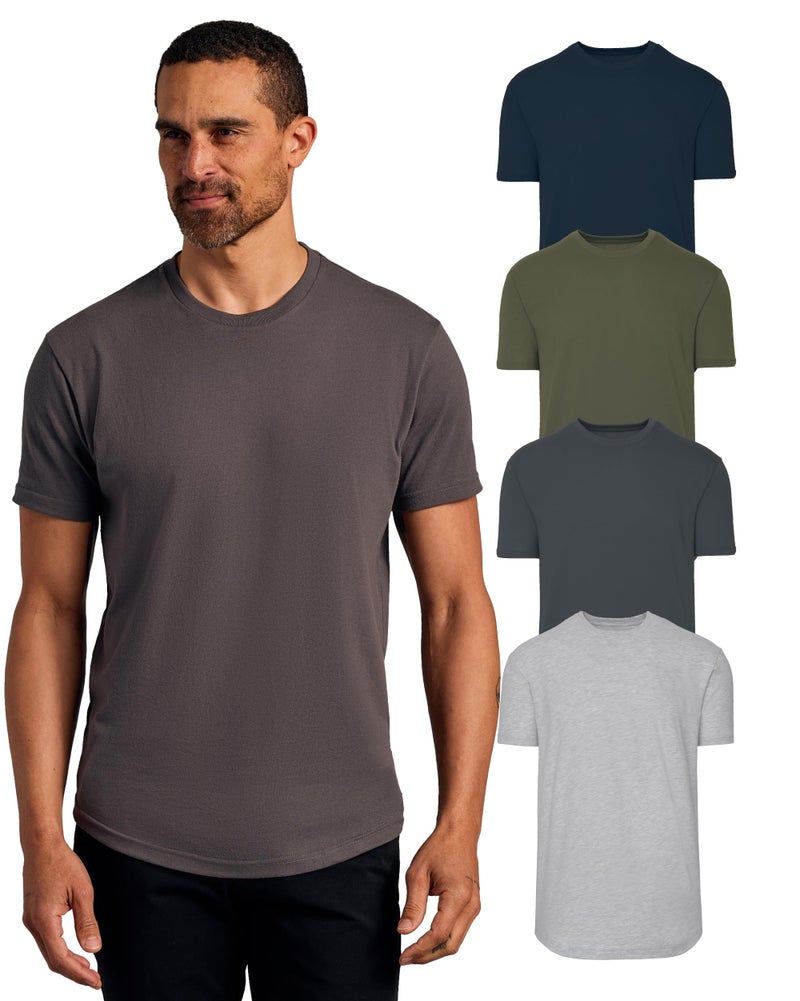 True Classic Mens T-Shirts â€“ Curved Hem Tee Mens, Hipster Shirts for Men, Long Tail T Shirts for Man, Drop Cut Lounge/Sleep, Pack of 4, Variety, XL - Image 1