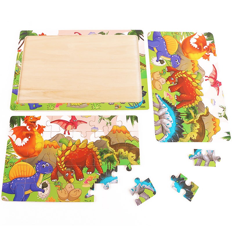 Wooden 30-Piece Puzzle Children'S Animal Dinosaur Cartoon Wooden Flat Puzzle Baby Early Education Educational Toys - Image 5