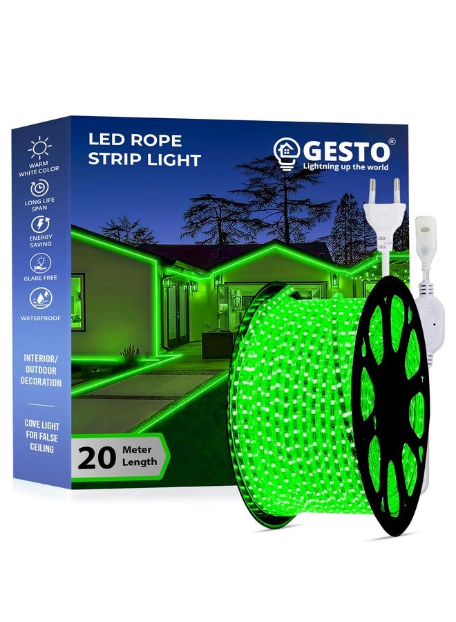 Gesto 20 Meter Rope Led Strip Lights - Outdoor Lights Waterproof for Balcony Decoration,Home Decor & Interior Decoration | Decorative Lights for Diwali Decoration,Cove Light for Ceiling (Green) - Image 1