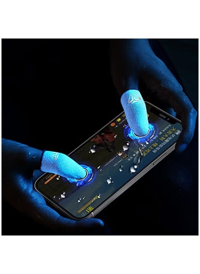 4 Piece Gaming Finger Sleeve Gloves - Gaming Finger Sleeve 0.25mm Fiber Seamless Thumbtip Sleeve for Mobile Gaming Sweat Resistant for PUBG/Cod/LOL/ROS Gaming Finger Sleeve (with Box) - Image 2