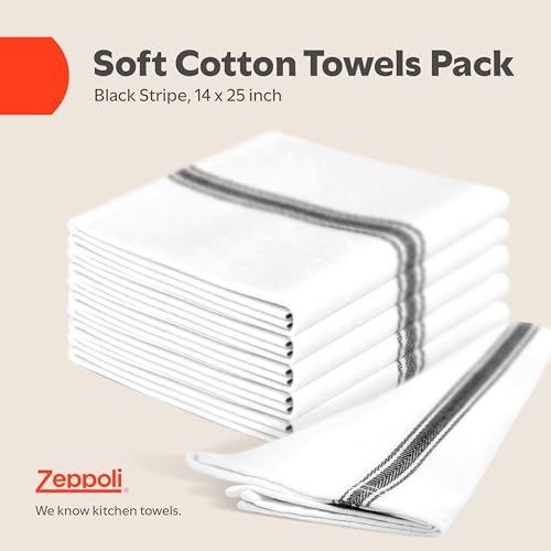 Zeppoli Classic Kitchen Towels - 45 Pack 100% Natural Cotton Towel Set, Reusable Wash Cloths, Absorbent Dish Towels, Machine Washable Hand Towels, Kitchen Essentials -14” by 25”, Blue Striped - Image 2