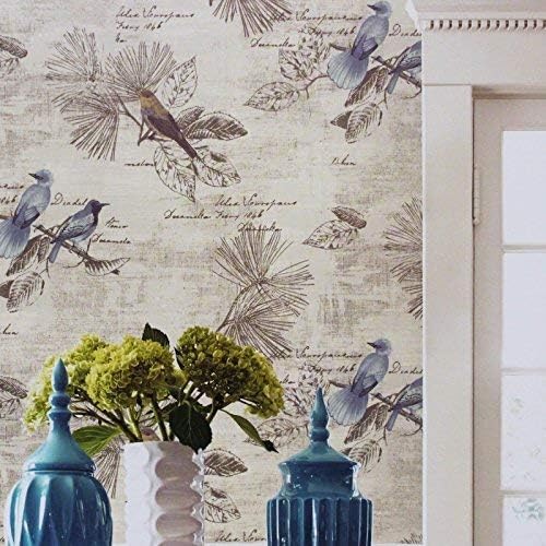 Vintage Floral Self Adhesive Wall Paper Shelf Liner Funitures Dresser Drawer Cabinet Decor Paper Blue Bird 177inchX196inch164Ft
