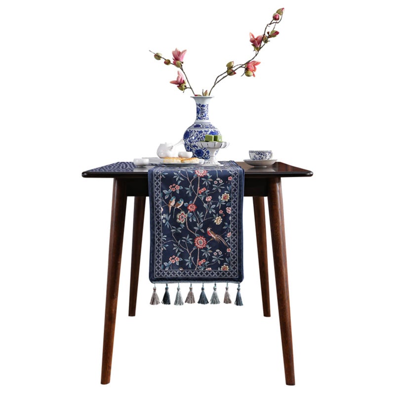 patdrea Vintage Chinoiserie Floral Table Runner Farmhouse for Home Kitchen Dining Decor Parties Family Dinners 12"*71" - Image 3