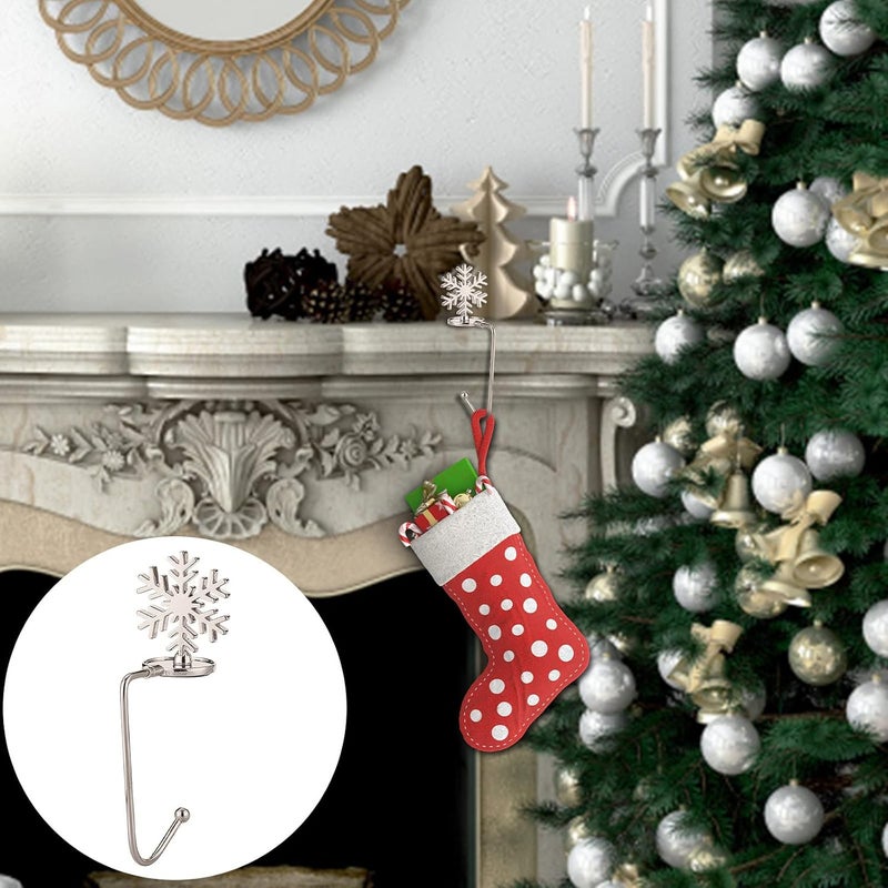 Metal Christmas Stocking Holder Hooks Fireplace Hanger with Non-Skid Design Fireplace Hooks Clips Stocking Hooks Hangers Mantle Clip for Christmas Party Decoration with Non-Skid