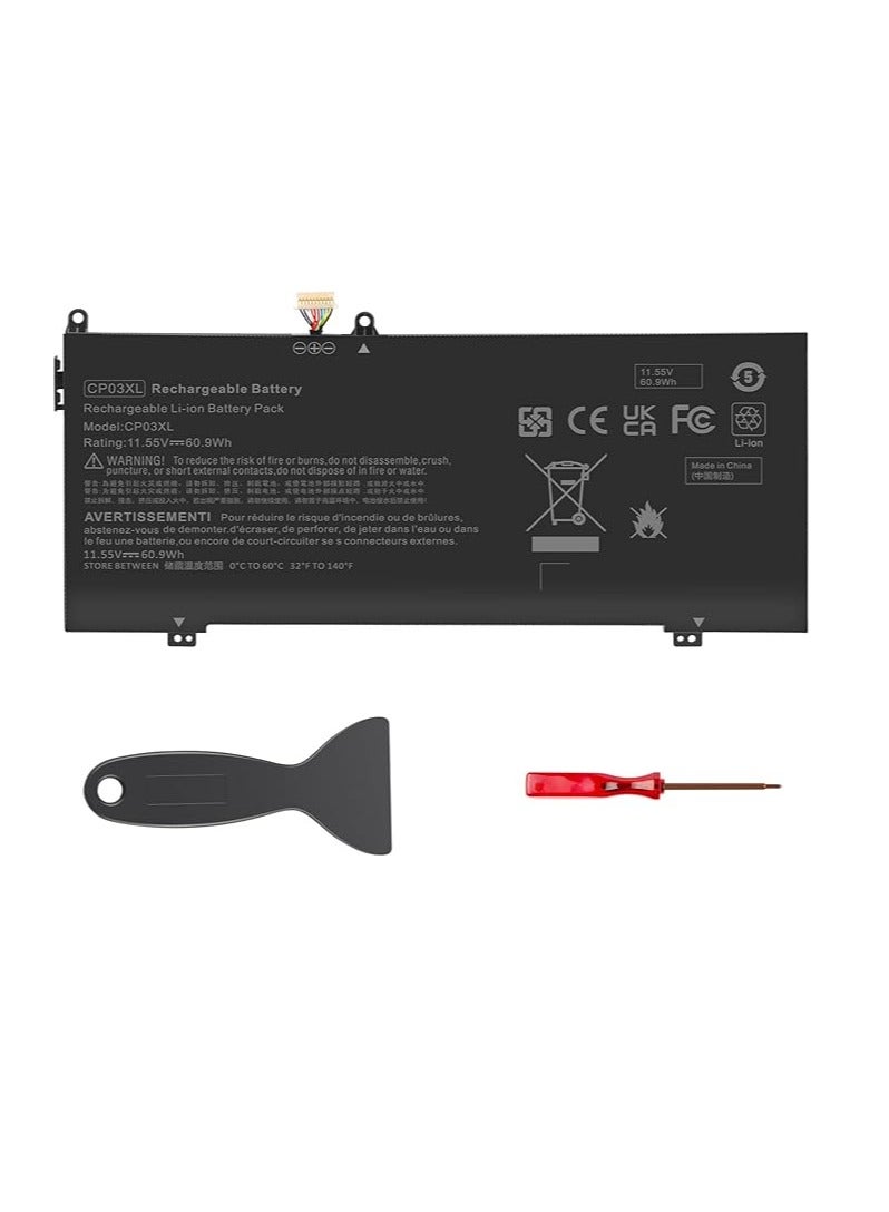 Terabyte بطارية لابتوب بديلة 60.9Wh CP03XL لجهاز HP Spectre 13 X360 13-ae000 13-ae049ng 13-ae040ng 13-ae006no 13-ae001ng 13t-ae000 13t-ae012dx CP03 060XL 9 929066-421 929072-855 HSTNN-LB8 HSTNN-LB8E TPN-Q199 - Image 1