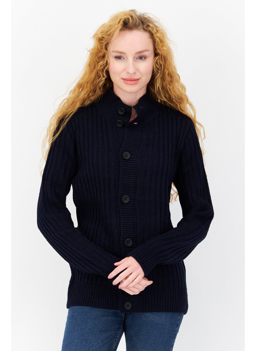 Women Crew Neck Textured Cardigans, Navy - pzsku/ZED439D4F34B2A5332894Z/45/_/1724350907/fd90235c-006c-4346-95c9-9f98e25b9e49